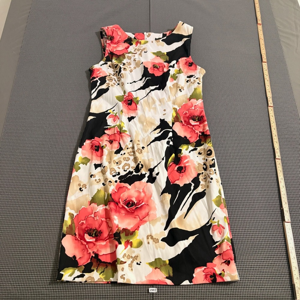 Connected Apparel Womens Floral Abstract Sleeveless Sheath Dress Size 10
